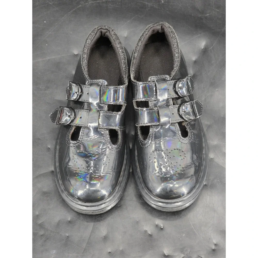 Dr. Martens 8065J Mary Jane Rainbow Black Patent Leather Kids Shoes US 3